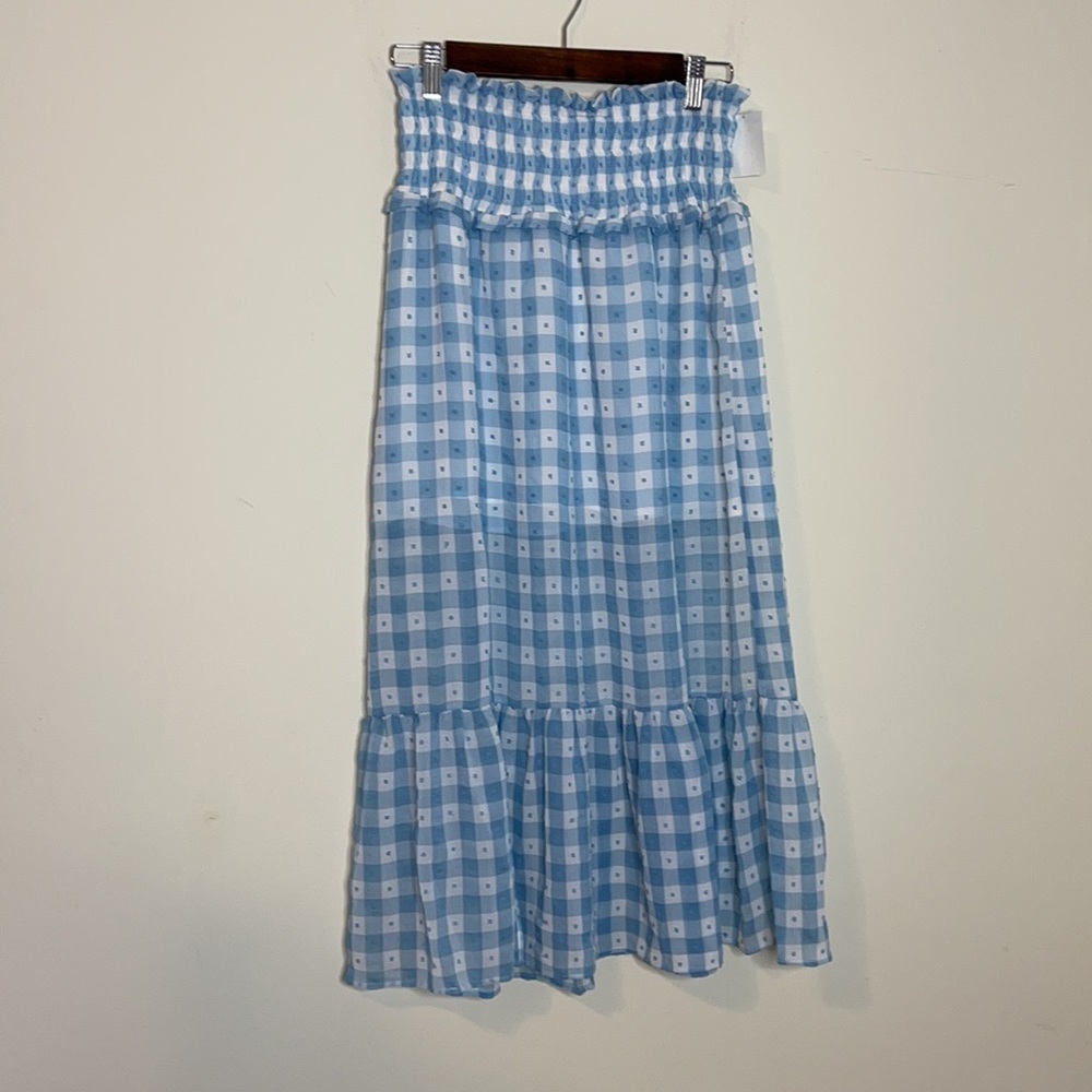 Topshop Blue and White Tiered Maxi Skirt